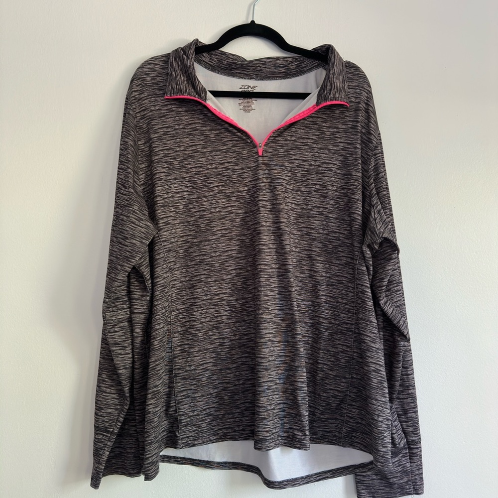 Zone Pro Heathered Gray Pullover with Pink Trim